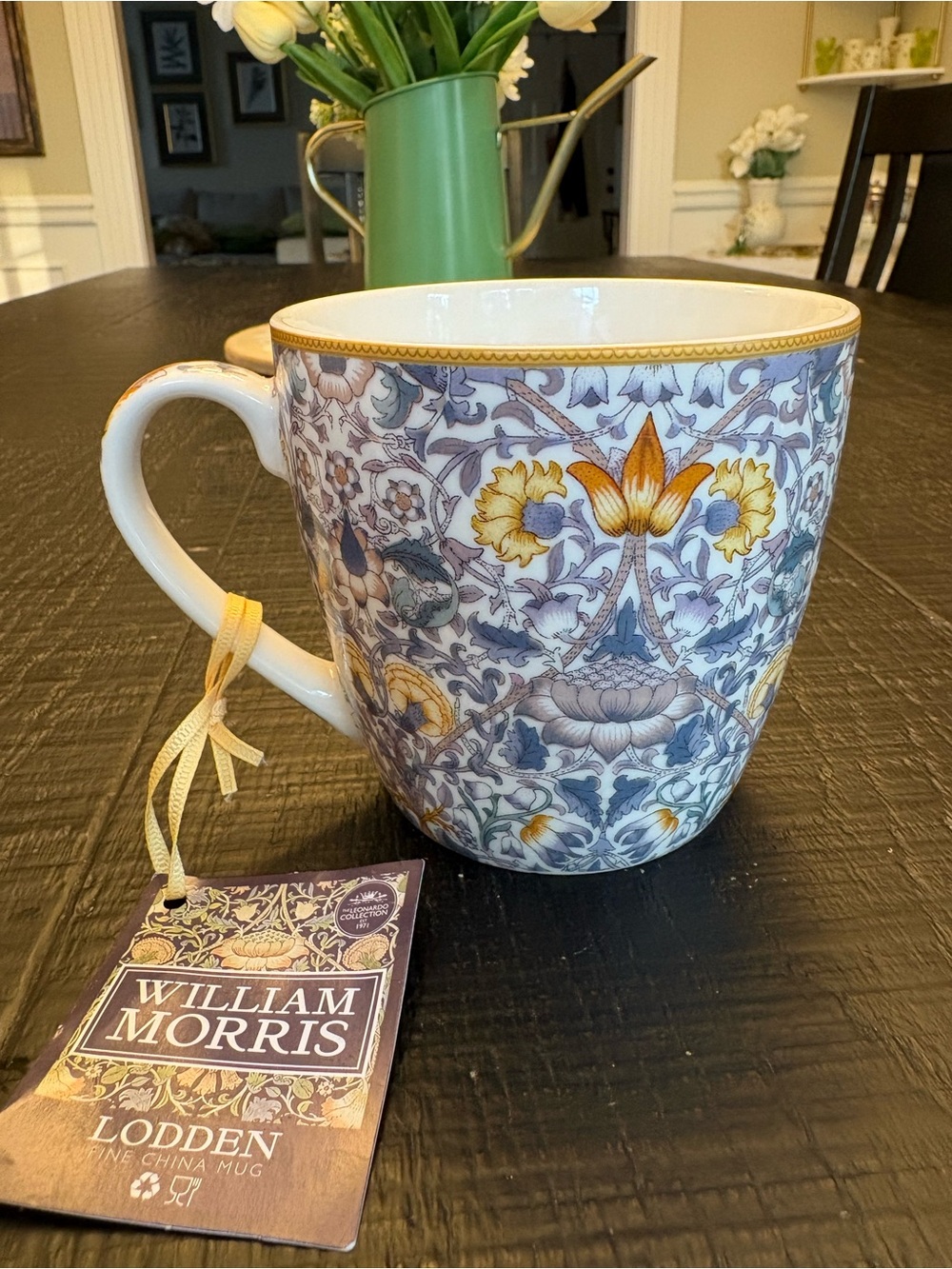 William Morris Lodden Floral Porcelain Mug -Cream with Yellow & Blue Accents